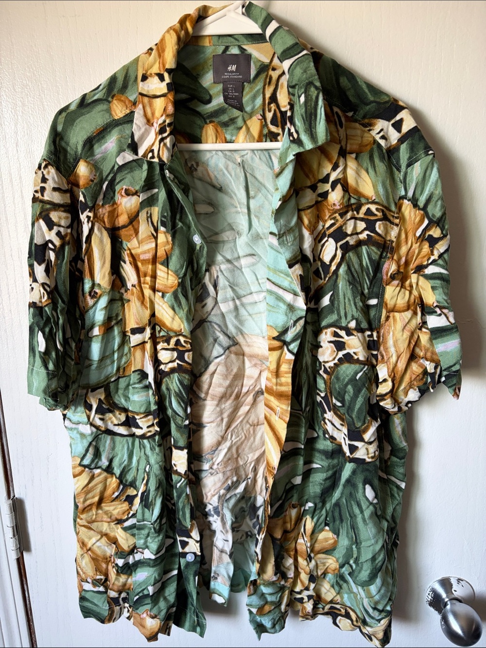 H&M Green & Yellow Tropical Short-Sleeve Button-Down Shirt